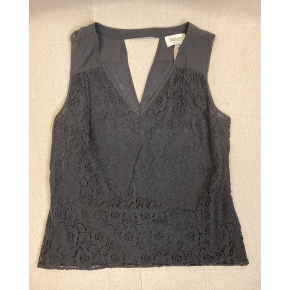 Laundry Black Lined Lace Top Tank Shell Blouse - Picture 1 of 7